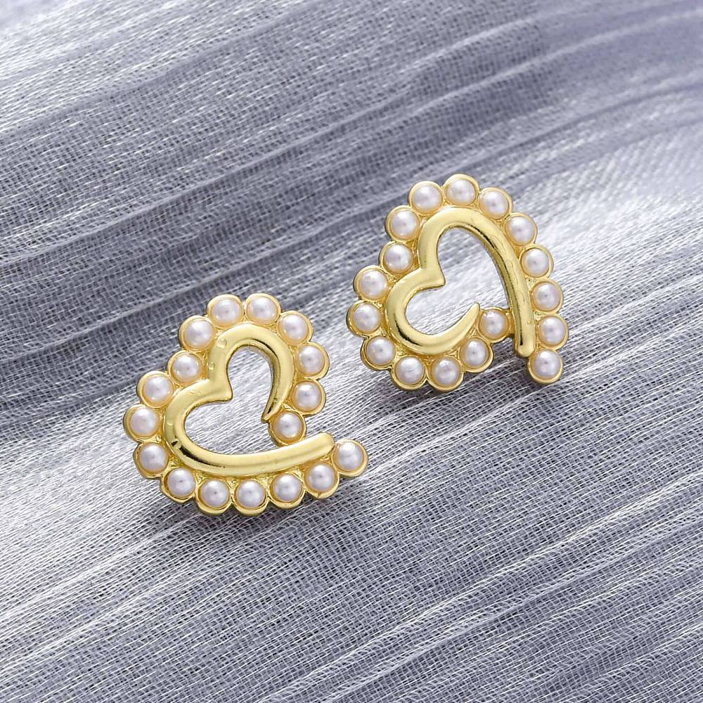 Hjerte Ørestikkere, Langtidsholdbar forgyldt,(12mm) - Uniq Perler - 114669