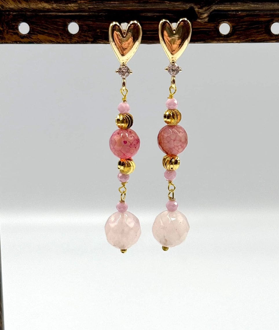 Hjerte Ørestikkere Med Klar Zirkonia Sten, 18K Forgyldt, (18x9mm) - Uniq Perler - 114162