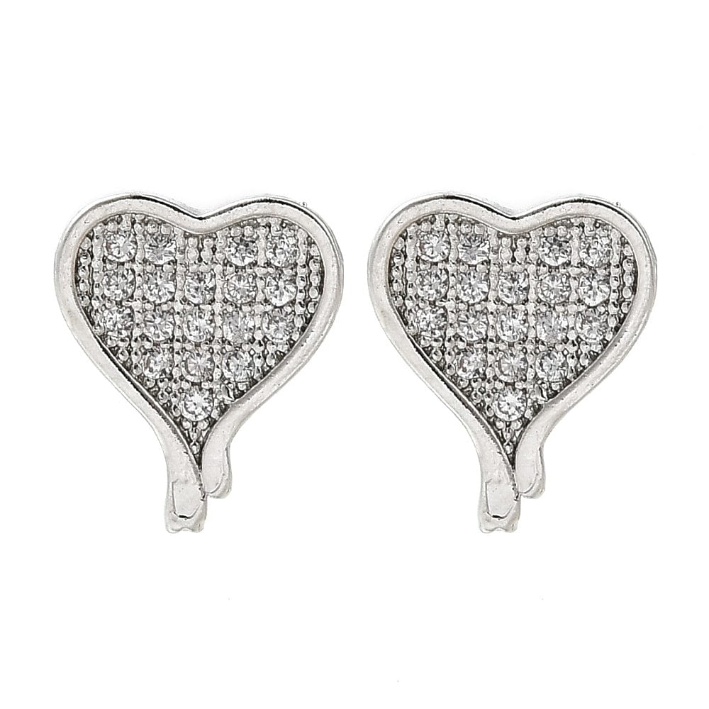 Hjerte Ørestikkere Med Klare Zirkonia Sten, 10x8mm - Uniq Perler - 706705