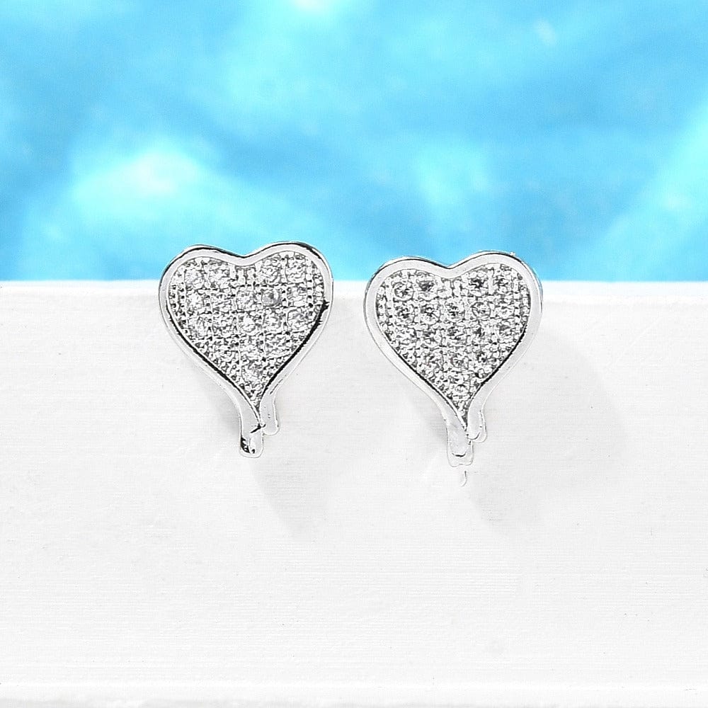 Hjerte Ørestikkere Med Klare Zirkonia Sten, 10x8mm - Uniq Perler - 706705