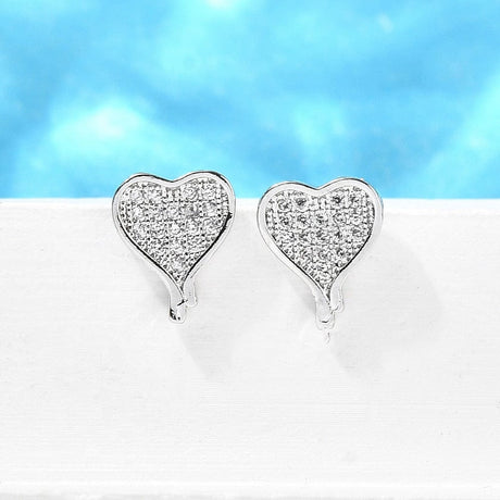 Hjerte Ørestikkere Med Klare Zirkonia Sten, 10x8mm - Uniq Perler - 706705