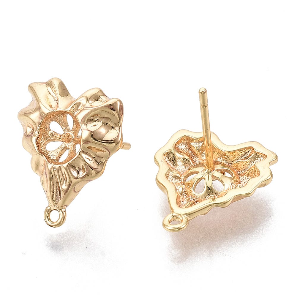 Hjerte Ørestikkere Til Topboret/Anboret Perle Og Vedhæng, (15,5x13mm) - Uniq Perler - 112872