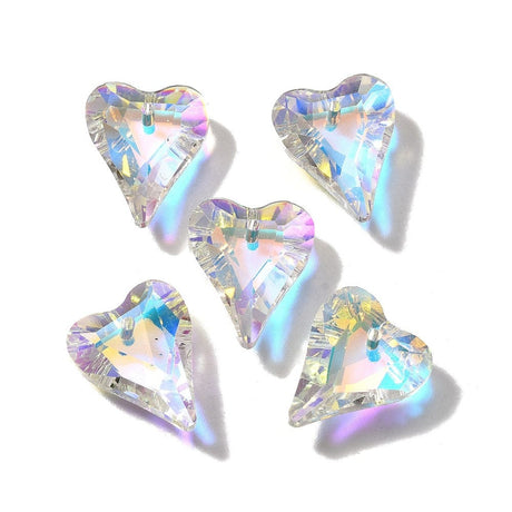 Hjerte Perler Af Glas - Klar (17x14,5mm), 6 stk. - Uniq Perler - 114290