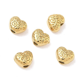 Herzperlen aus wasserfestem vergoldet Stahl – (5x6mm, 6 Stück) - Uniq Perler - 
