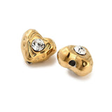 Herzperlen aus wasserfestem Vergoldet Stahl – Strasssteine (9,5x9mm, 2 Stk.) - Uniq Perler - 117433