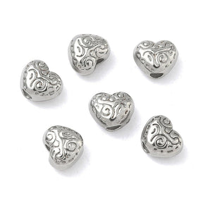 Herzperlen aus wasserfestem Stahl – (5x6mm, 6 Stk.) - Uniq Perler - 