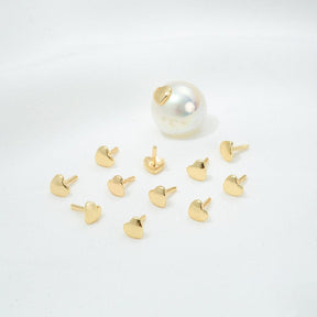 Heart Pins – 18K Gold-plated Brass (3.5x4mm, 4 pcs.) - Uniq Perler - 114099