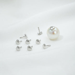 Herz Stifte – Platinbeschichtetes Messing (3,5x4mm, 4 Stück) - Uniq Perler - 114156