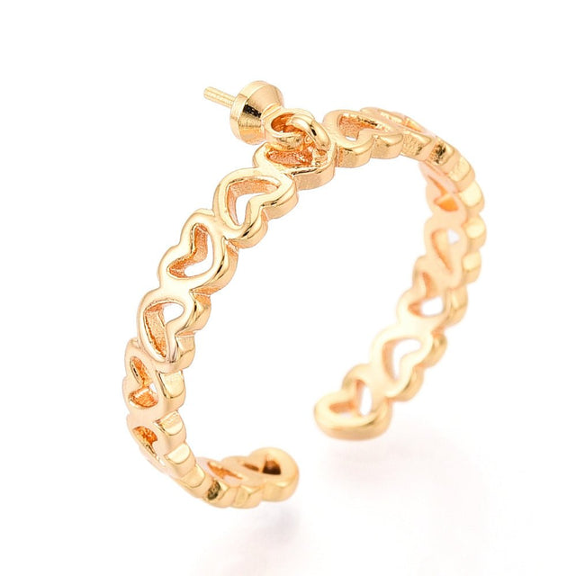 Hjerte Regulerbare Ring – 18K Forgyldt Messing (3,5mm) - Uniq Perler - 123940