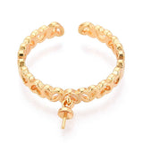 Hjerte Regulerbare Ring – 18K Forgyldt Messing (3,5mm) - Uniq Perler - 123940