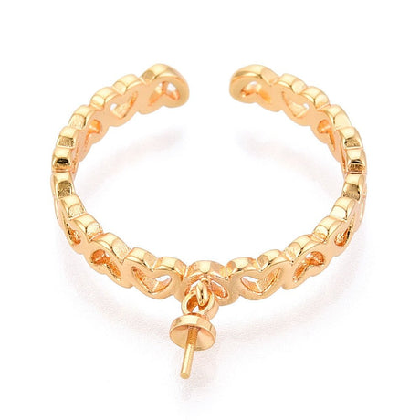 Hjerte Regulerbare Ring – 18K Forgyldt Messing (3,5mm) - Uniq Perler - 123940