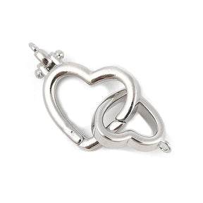 Heart Spring Ring Clasp – Long-lasting Platinum Plated (16.5mm) - Uniq Perler - 114498