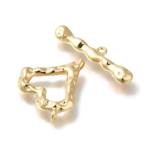 Heart Toggle Clasp, 18K Gold-plated Brass, 21x20x3.5mm - Uniq Perler - 113185
