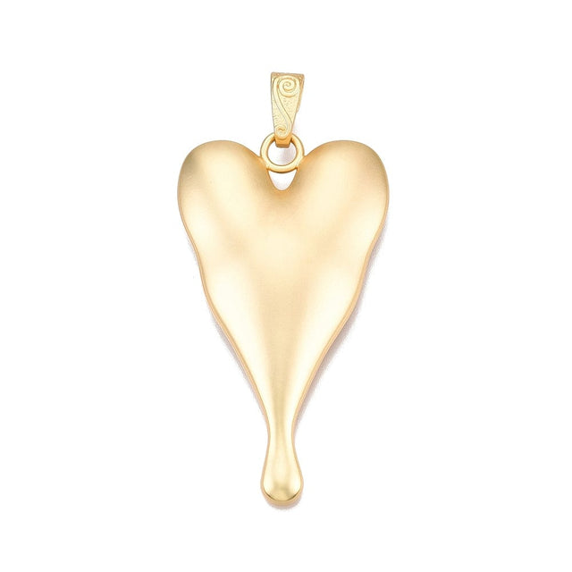 Hjerte Vedhæng, 18K Forgyldt, 81x45mm - Uniq Perler - 113421