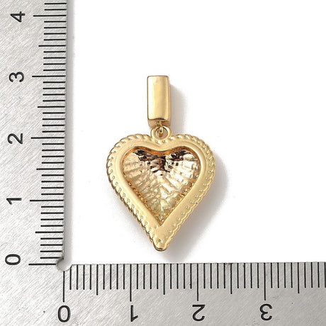 Hjerte vedhæng, 18K forgyldt med zirkonia sten, (20,5x18x4mm) - Uniq Perler - 115488