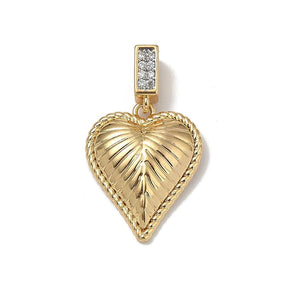 Heart pendant, 18K gold-plated with zirconia stones, (20.5x18x4mm) - Uniq Perler - 115488