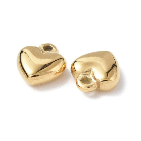Hjerte Vedhæng – 18K Forgyldt Vandfast Stål (12.5mm) 2 stk. - Uniq Perler - 117811