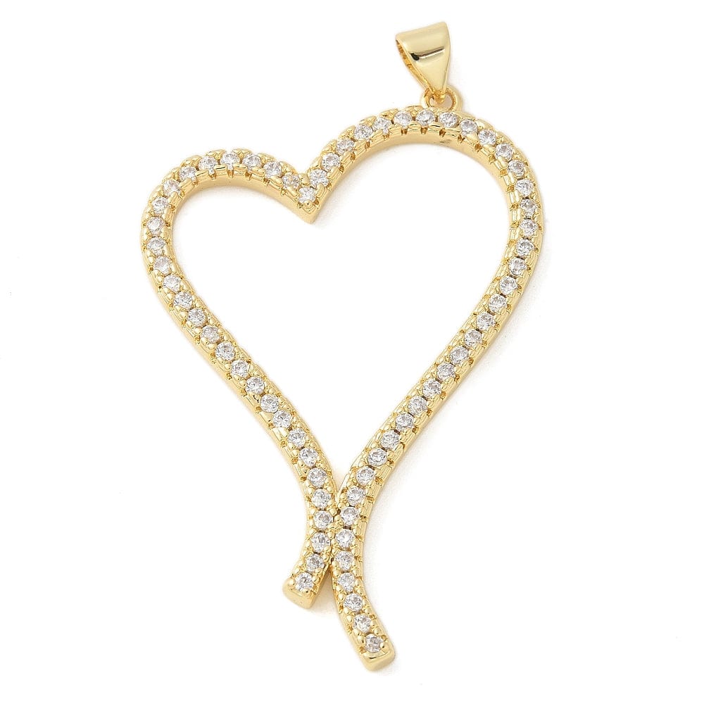 Hjerte Vedhæng, 18K Langtidsholdbar Forgyldt, 46x31mm - Uniq Perler - 245845