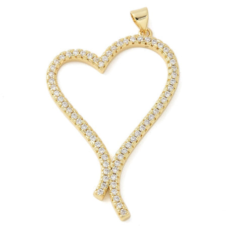 Hjerte Vedhæng, 18K Langtidsholdbar Forgyldt, 46x31mm - Uniq Perler - 245845