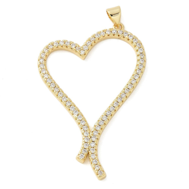 Hjerte Vedhæng, 18K Langtidsholdbar Forgyldt, 46x31mm - Uniq Perler - 245845