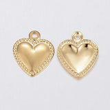 Hjerte Vedhæng, Forgyldt Stål, Str. 10x8mm, 8 stk. - Uniq Perler - 115536