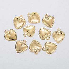 Herz Anhänger, Vergoldet Stahl, Größe 10x8mm, 8 Stück - Uniq Perler - 115536