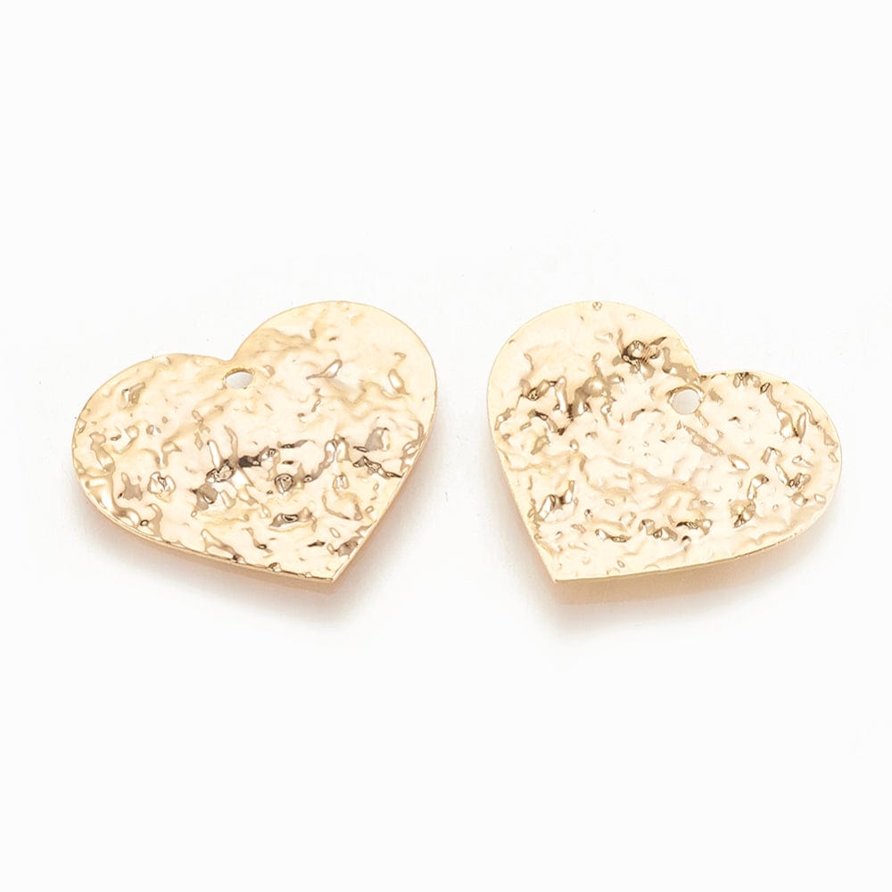 Hjerte Vedhæng, Hamret Look, 17x20x1,5mm, 6 stk. - Uniq Perler - 112412