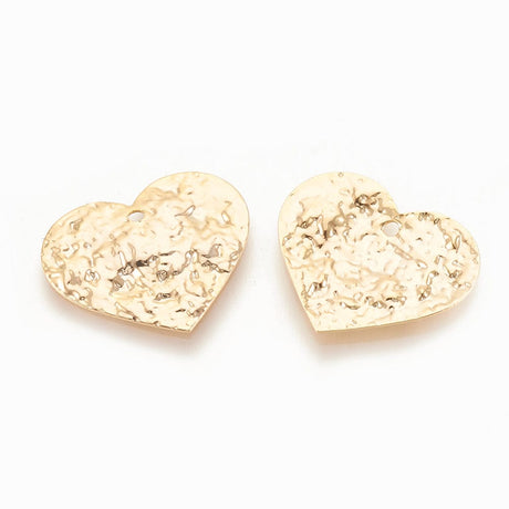 Hjerte Vedhæng, Hamret Look, 17x20x1,5mm, 6 stk. - Uniq Perler - 112412