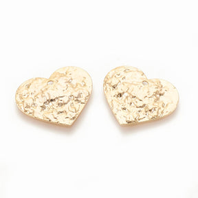 Heart Pendant, Hammered Look, 17x20x1.5mm, 6 pcs. - Uniq Perler - 112412