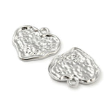 Hjerte Vedhæng, Hamret Look, Platin Belagt, 17x18mm - Uniq Perler - 112871