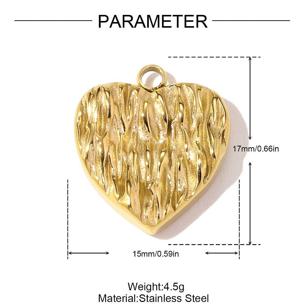 Herz Anhänger aus wasserdichtem Vergoldet Stahl – (17x15mm, 1 Stück) - Uniq Perler - 117427