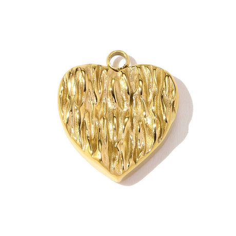 Heart Pendant in Water-resistant Gold-plated Steel – (17x15mm, 1 pc.) - Uniq Perler - 117427