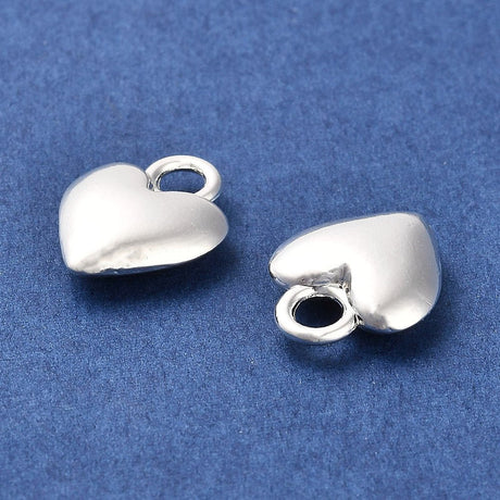 Hjerte Vedhæng – Langtidsholdbar Sølvbelagt Messing (14,5x11mm)6 stk. - Uniq Perler - 119733