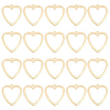 Hjerte Vedhæng Med 2 Øskner – 18K Forgyldt Messing (21x19x1mm) 20 stk. - Uniq Perler - 122674