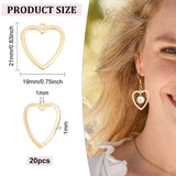 Hjerte Vedhæng Med 2 Øskner – 18K Forgyldt Messing (21x19x1mm) 20 stk. - Uniq Perler - 122674