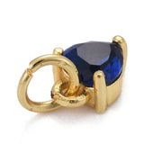 Hjerte Vedhæng Med Blå Zirkonia Sten, 18K Langtidsholdbar Forgyldt, (8x5x3,5mm) 2 stk. - Uniq Perler - 