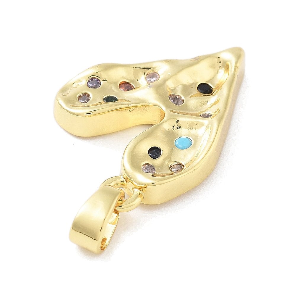 Hjerte vedhæng med farvet zirkonia sten (19x14 mm) - Uniq Perler - 113747