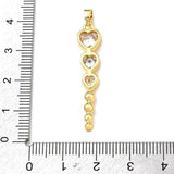 Hjerte Vedhæng Med Klar Zirkonia – 18K Forgyldt Messing (36x7,5x3mm) - Uniq Perler - 125763