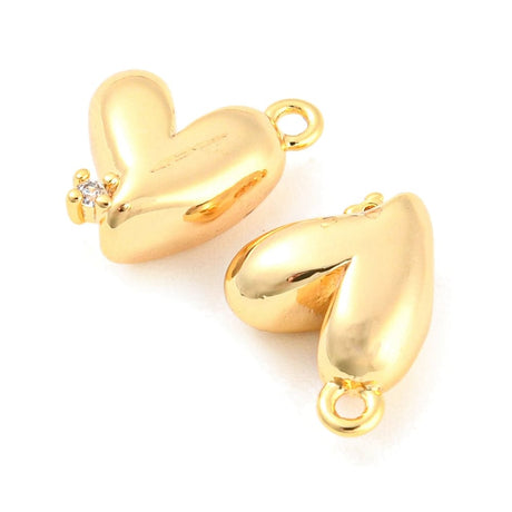 Hjerte Vedhæng Med Klar Zirkonia Sten, 18K Forgyldt, 10x9x4,5mm - Uniq Perler - 1111490457