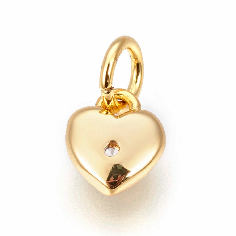 Hjerte Vedhæng Med Klar Zirkonia Sten, 18K Forgyldt, (7,5x6,5 mm) - Uniq Perler - 424846