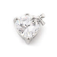Hjerte Vedhæng Med Klar Zirkonia Sten, Platin Farvet, 13x13mm - Uniq Perler - 114759