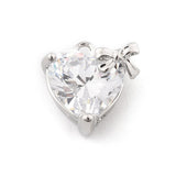 Hjerte Vedhæng Med Klar Zirkonia Sten, Platin Farvet, 13x13mm - Uniq Perler - 114759