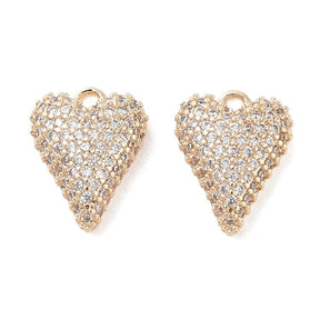 Herz Anhänger mit klaren Zirkonia-Steinen, 18K Vergoldet, 12,5x10mm - Uniq Perler - 114530