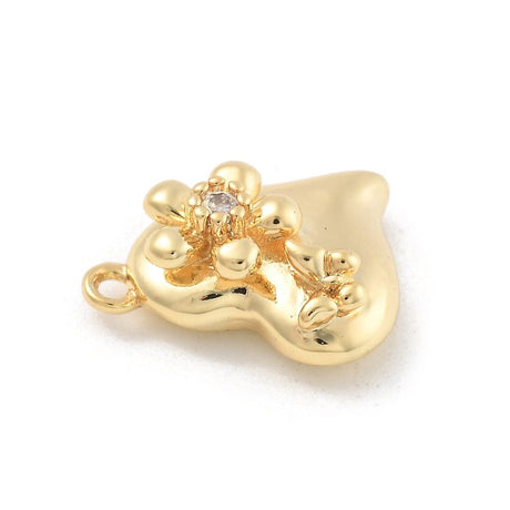 Hjerte Vedhæng Med Klare Zirkonia Sten, 18K Forgyldt, (17,5x11mm) - Uniq Perler - 701840