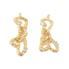Heart Pendant With Clear Zirconia Stones, 18K Gold-plated, 33x10mm - Uniq Perler - 113748