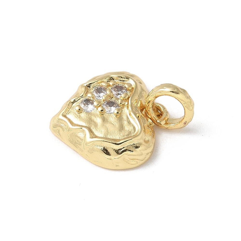 Hjerte Vedhæng Med Klare Zirkonia Sten – 18K Langtidsholdbar Forgyldt (13,5x14,5mm) - Uniq Perler - 791845