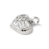 Hjerte Vedhæng Med Klare Zirkonia Sten, Langtidsholdbar Platin Belagt, 13,5x14,5mm - Uniq Perler - 790841