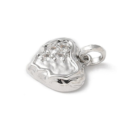 Hjerte Vedhæng Med Klare Zirkonia Sten, Langtidsholdbar Platin Belagt, 13,5x14,5mm - Uniq Perler - 790841