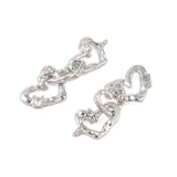 Hjerte Vedhæng Med Klare Zirkonia Sten, Platin, 33x10mm - Uniq Perler - 113749