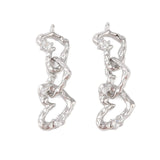 Hjerte Vedhæng Med Klare Zirkonia Sten, Platin, 33x10mm - Uniq Perler - 113749